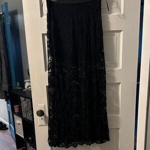Iris Basic Black Lace Maxi Skirt
